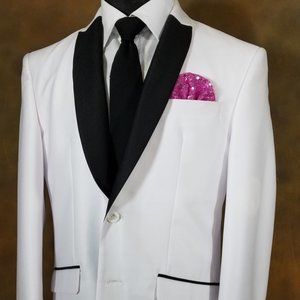 Men's Hot Pink Sequin Pre-Folded Pocket Square Insert - Fan Design